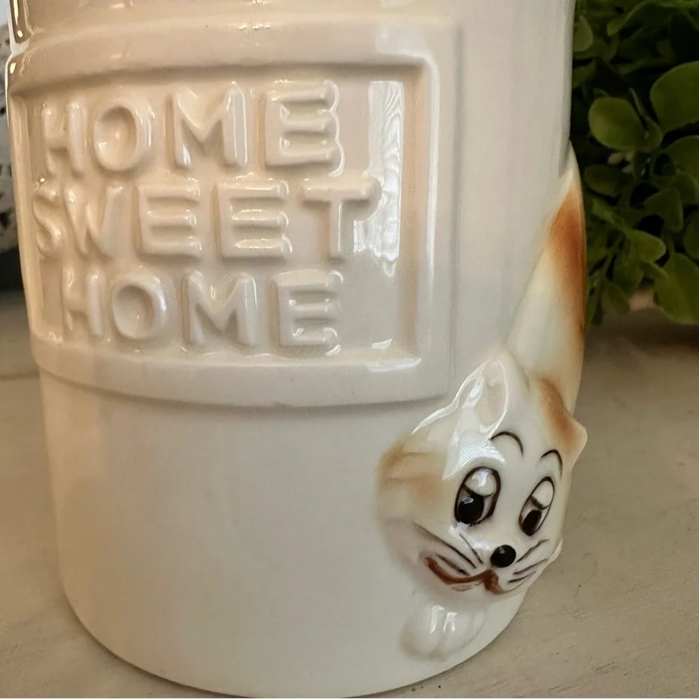 Vintage Quon Quon Home Sweet Home 3D Cat & Mouse Coffee Mug Ceramic 1980 Japan